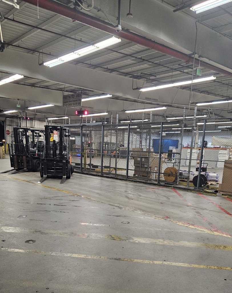 Temperature-capable truck at an air cargo facility at night